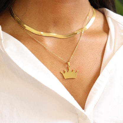 18K Gold PVD Stainless Steel Blank Crown Necklace