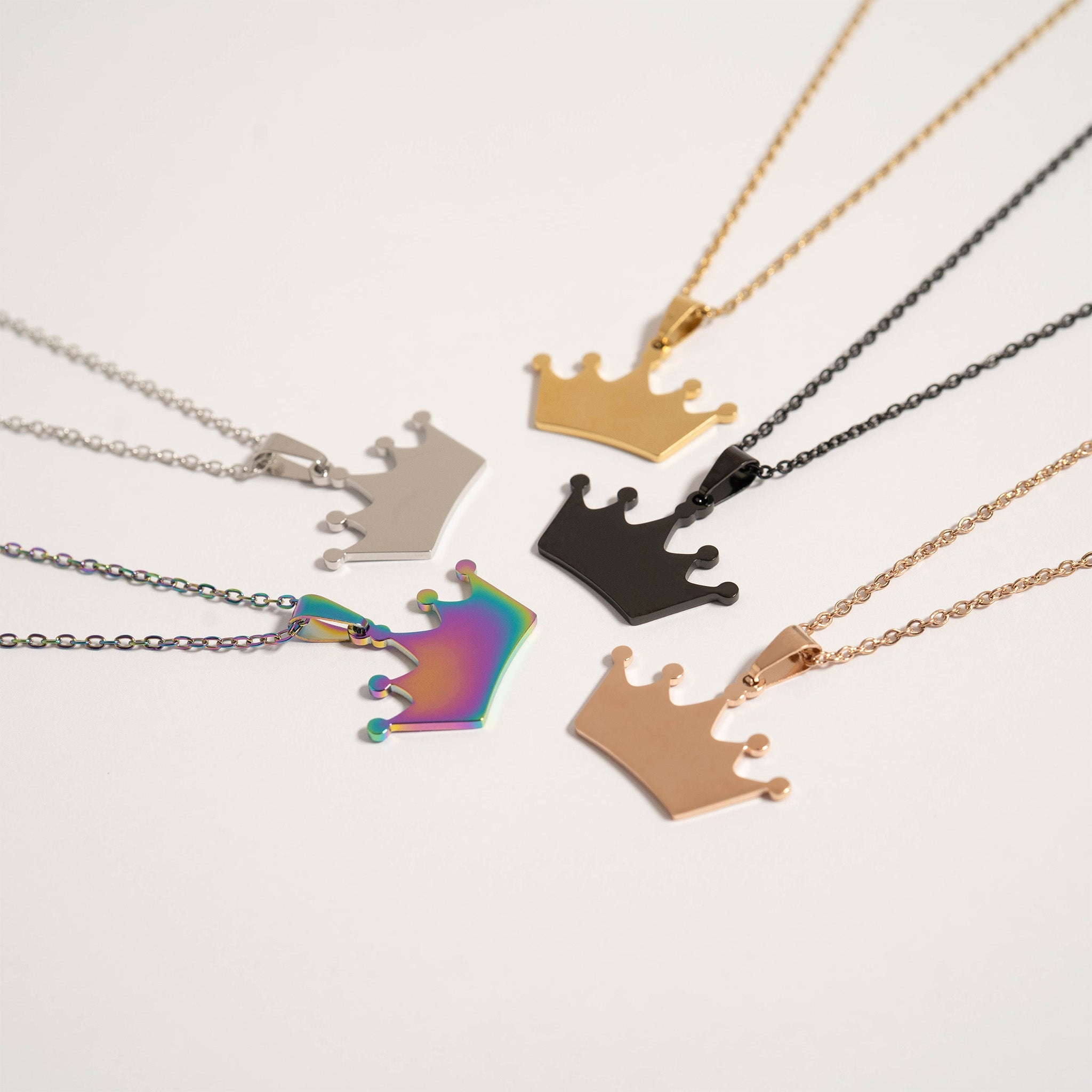 18K Gold PVD Stainless Steel Blank Crown Necklace