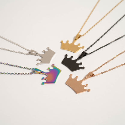 18K Gold PVD Stainless Steel Blank Crown Necklace