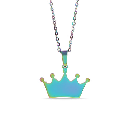 18K Gold PVD Stainless Steel Blank Crown Necklace