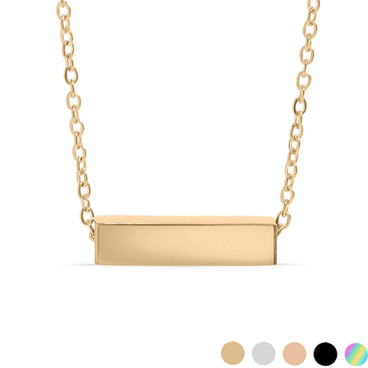 18K Gold PVD Stainless Steel Horizontal Mini Blank Bar Necklace