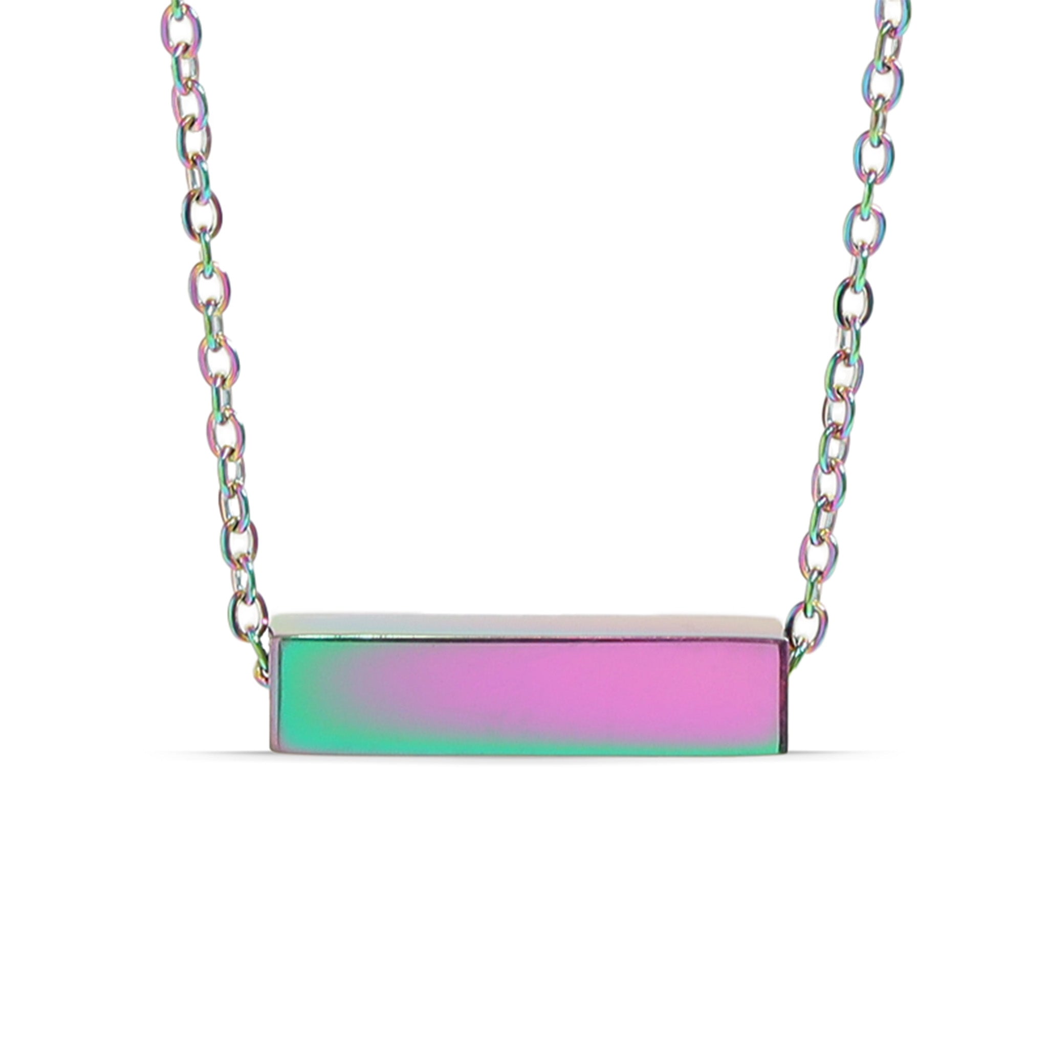 18K Gold PVD Stainless Steel Horizontal Mini Blank Bar Necklace