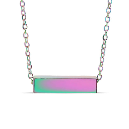 18K Gold PVD Stainless Steel Horizontal Mini Blank Bar Necklace