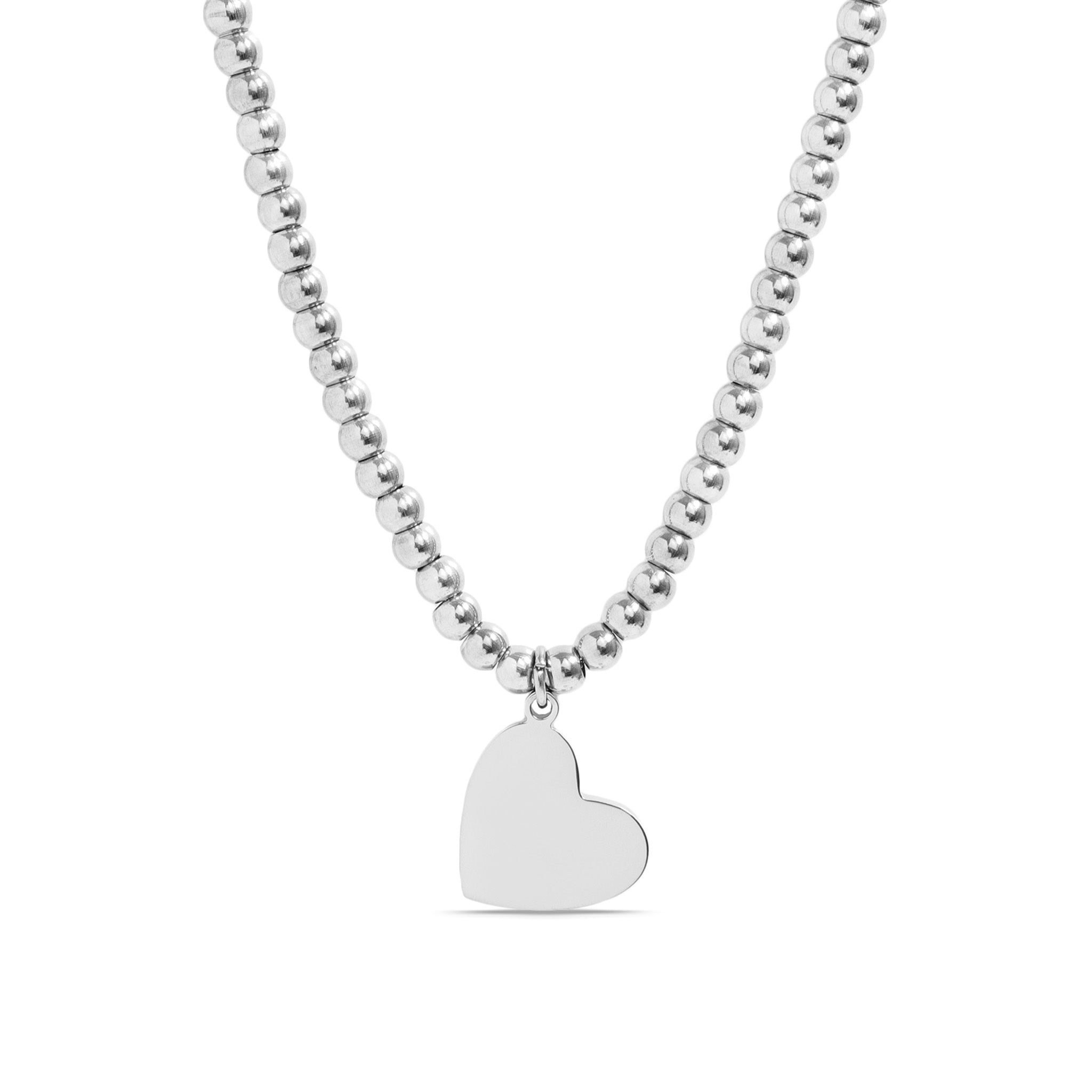 18K PVD Coated Stainless Steel Heart Beaded Necklace with 2" Extension