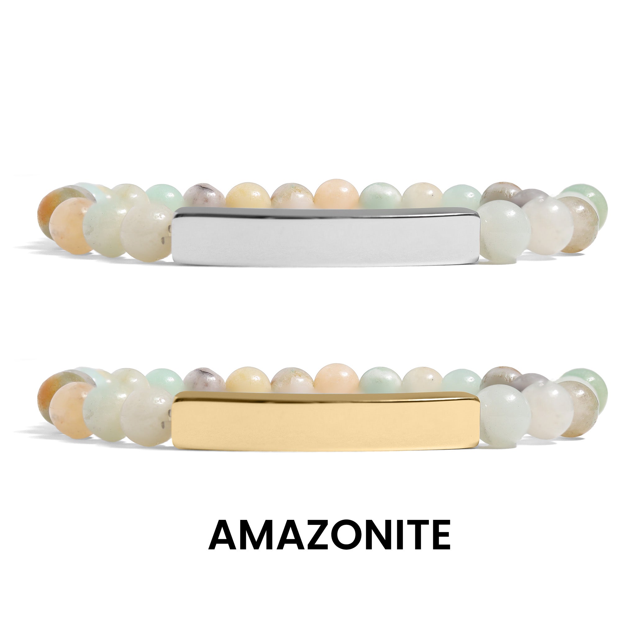 18K Gold PVD Stainless Steel Semi Precious Natural Stone Stretch Curved Bar Bracelet