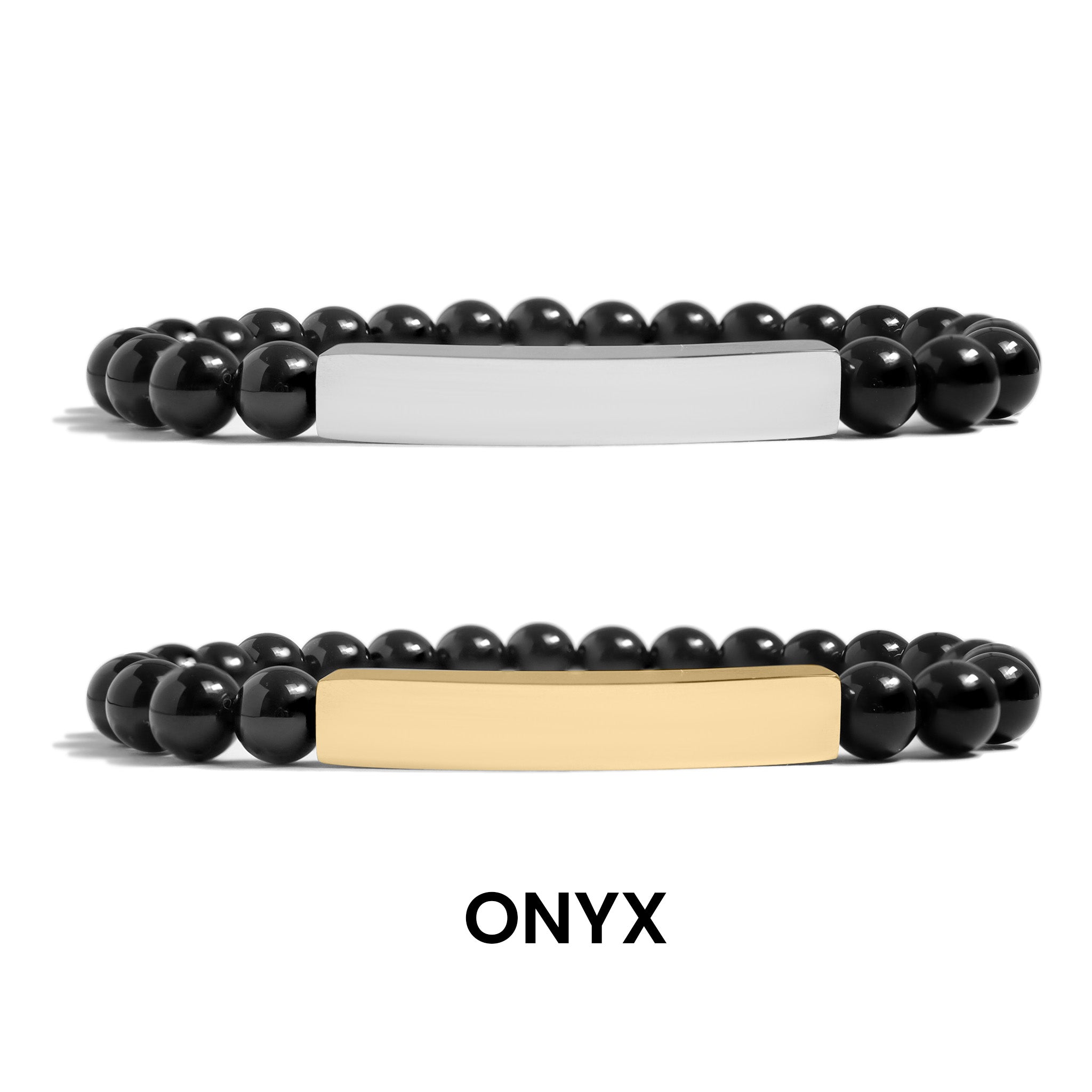 18K Gold PVD Stainless Steel Semi Precious Natural Stone Stretch Curved Bar Bracelet