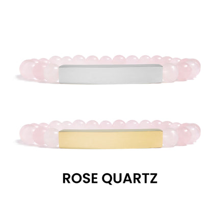 18K Gold PVD Stainless Steel Semi Precious Natural Stone Stretch Curved Bar Bracelet