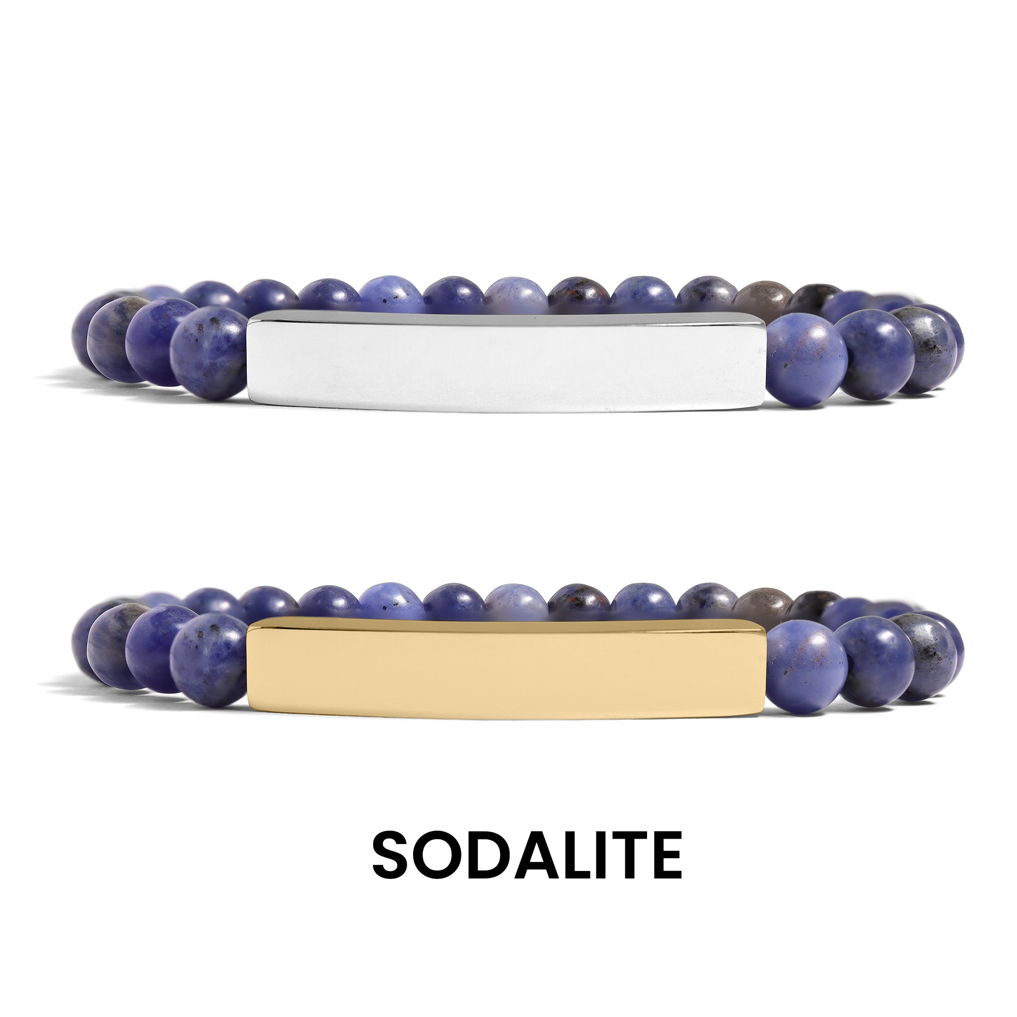 18K Gold PVD Stainless Steel Semi Precious Natural Stone Stretch Curved Bar Bracelet