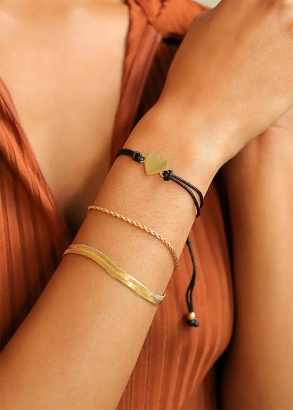 18K Gold PVD Stainless Steel Engravable Heart Friendship Bracelet