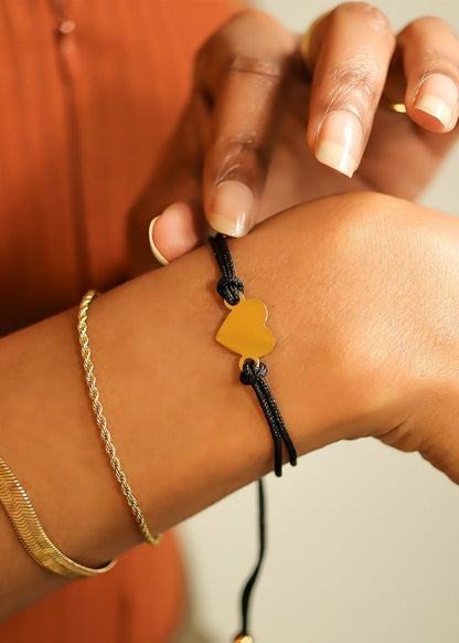 18K Gold PVD Stainless Steel Engravable Heart Friendship Bracelet