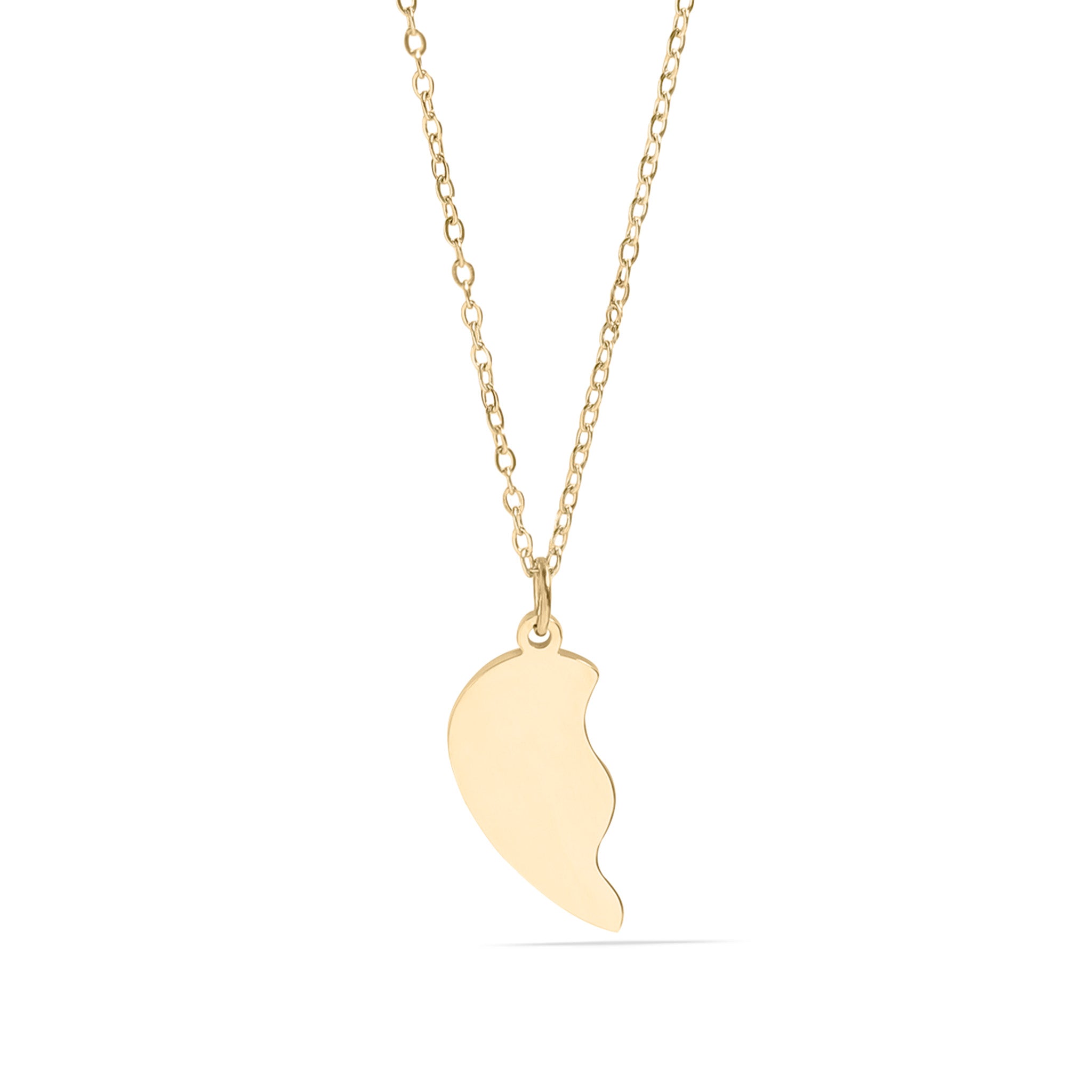 18K Gold PVD Stainless Steel Break Apart Engravable Blank Heart Necklace Set