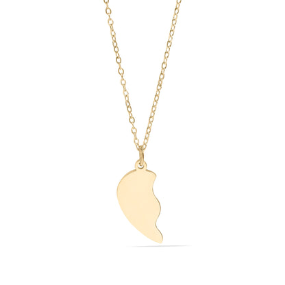 18K Gold PVD Stainless Steel Break Apart Engravable Blank Heart Necklace Set