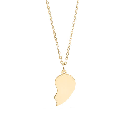 18K Gold PVD Stainless Steel Break Apart Engravable Blank Heart Necklace Set