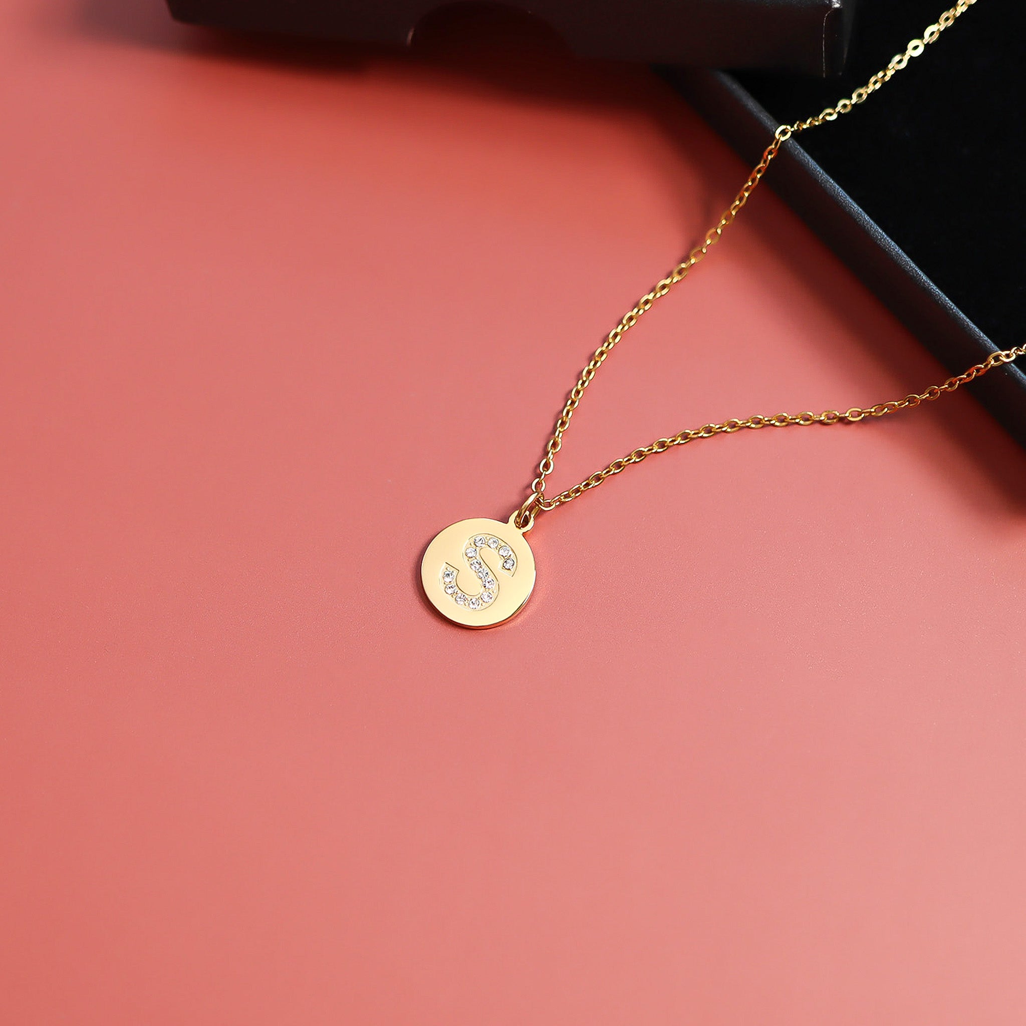 18K Gold PVD Stainless Steel Initial Pendant Necklace