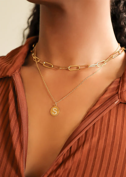 18K Gold PVD Stainless Steel Initial Pendant Necklace