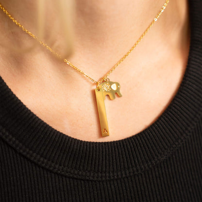 18K PVD Coated Stainless Steel Cutout Initial Pendant