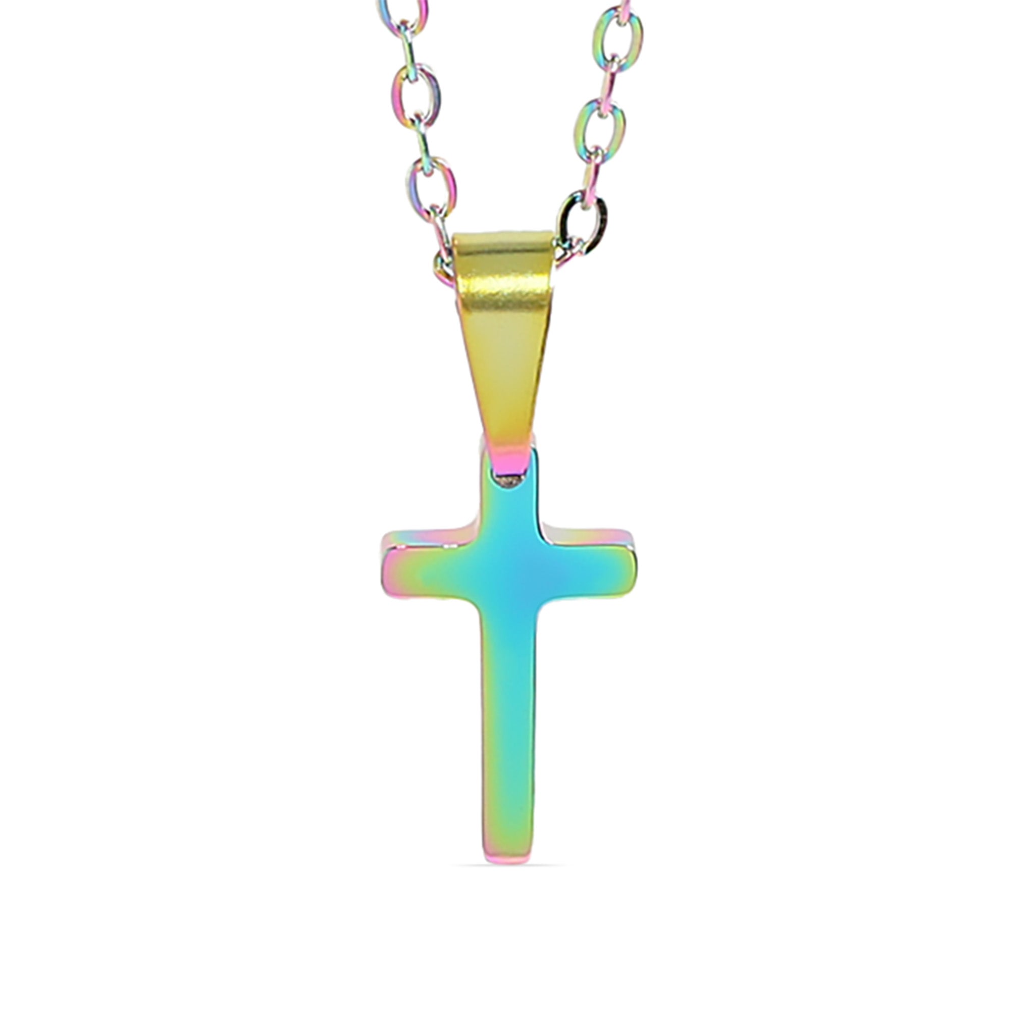 18K Gold PVD Stainless Steel Engravable Blank Cross Pendant Necklace