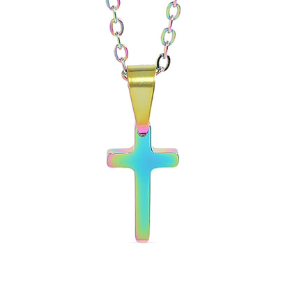 18K Gold PVD Stainless Steel Engravable Blank Cross Pendant Necklace