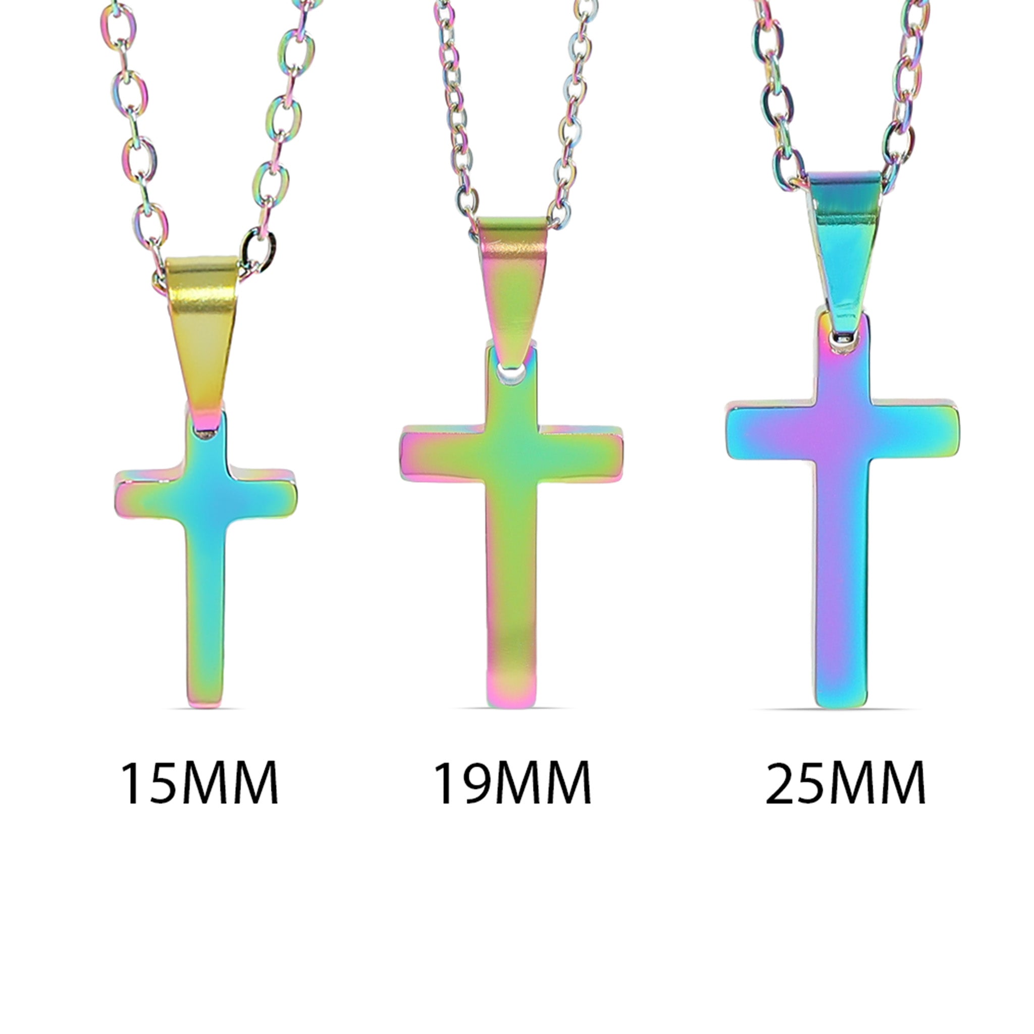 18K Gold PVD Stainless Steel Engravable Blank Cross Pendant Necklace
