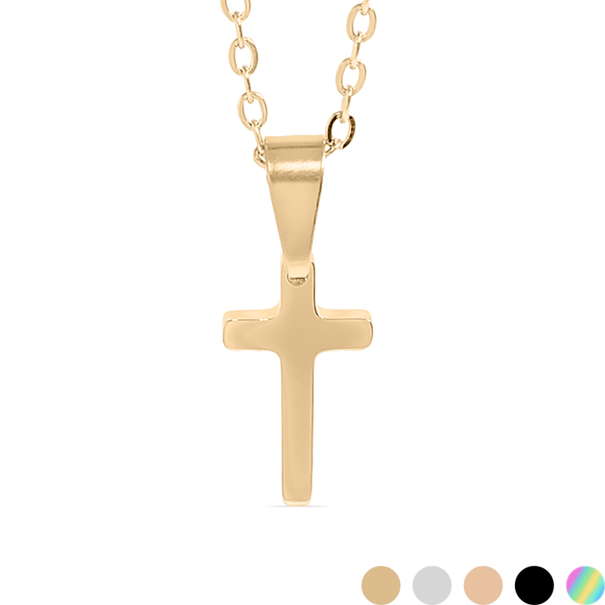 18K Gold PVD Stainless Steel Engravable Blank Cross Pendant Necklace