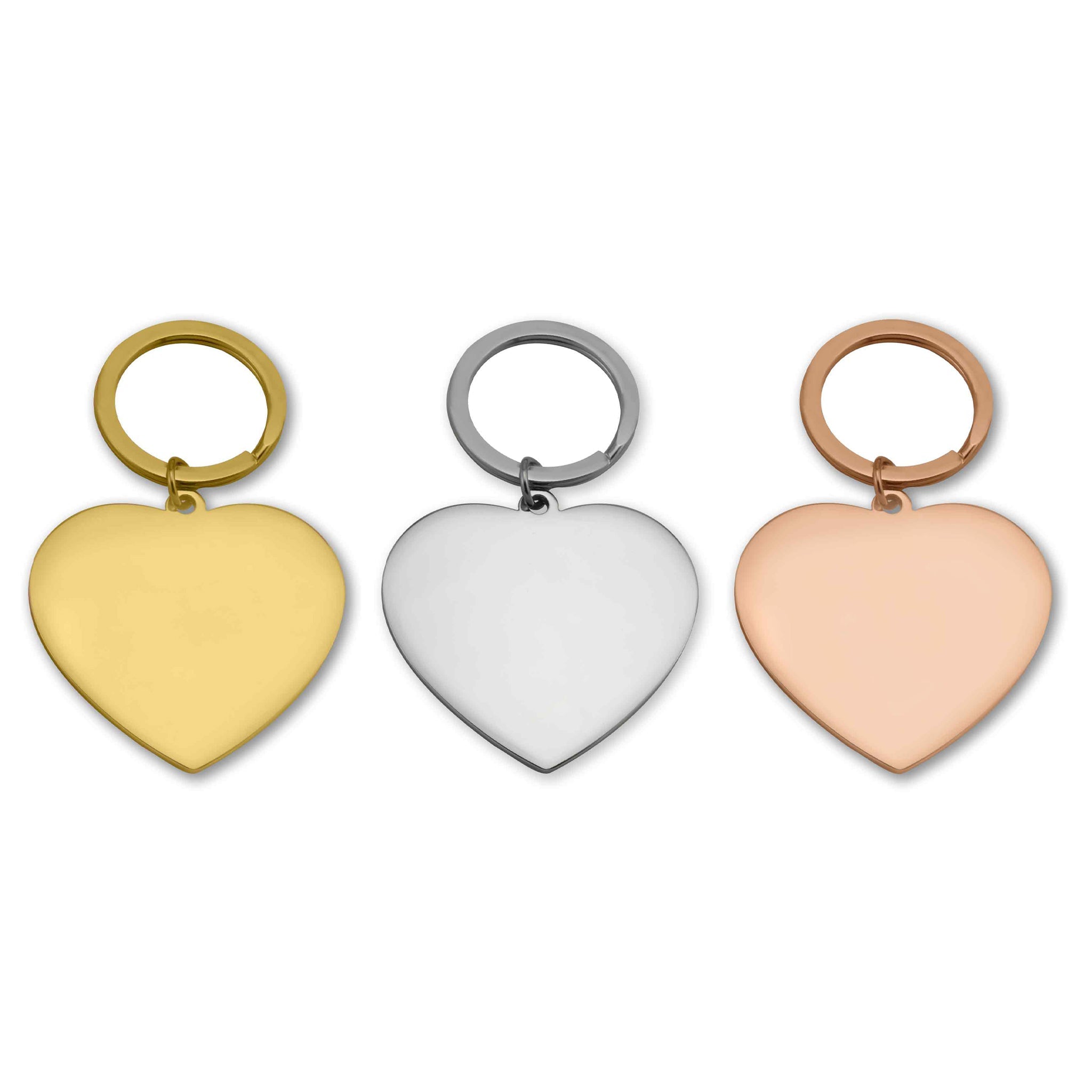 18K Gold PVD Stainless Steel Engravable Heart Keychain
