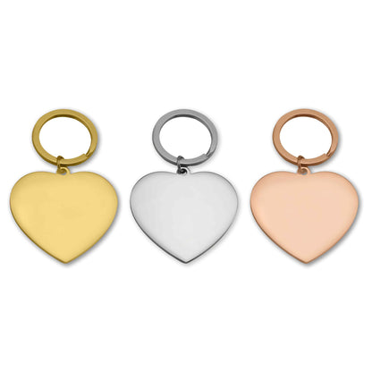 18K Gold PVD Stainless Steel Engravable Heart Keychain
