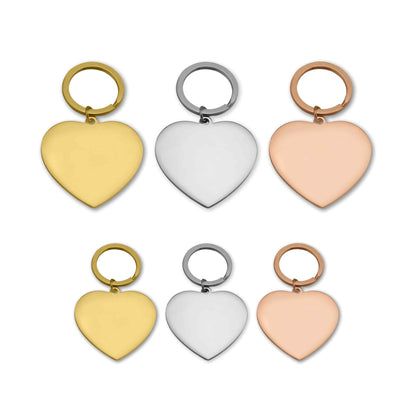 18K Gold PVD Stainless Steel Engravable Heart Keychain