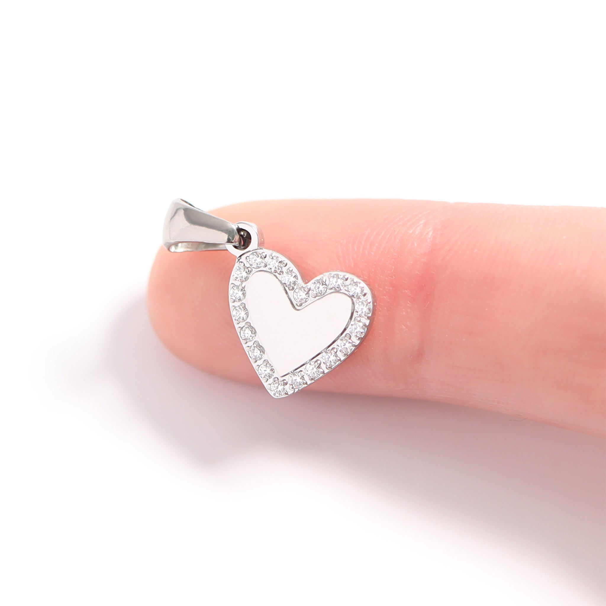 18K Gold PVD Stainless Steel CZ Heart Charm