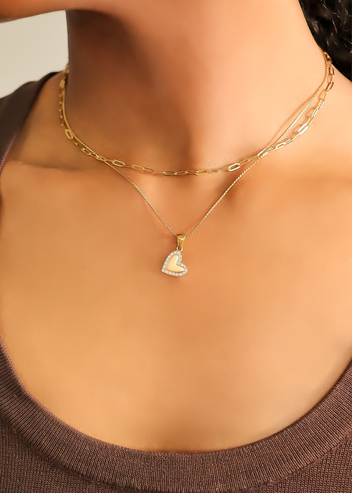 18K Gold PVD Stainless Steel CZ Heart Charm
