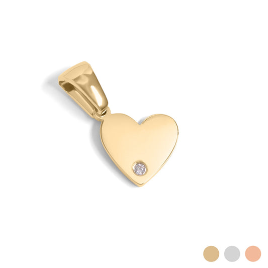 18K Gold PVD Stainless Steel CZ Accent Heart Charm