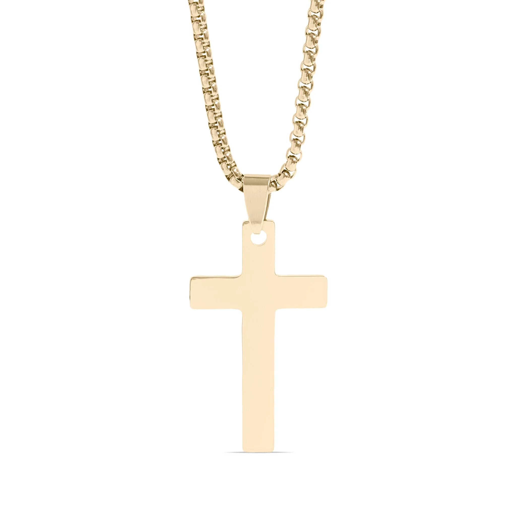 14K Gold Filled PLUS Cross Pendant With Rounded Box Chain