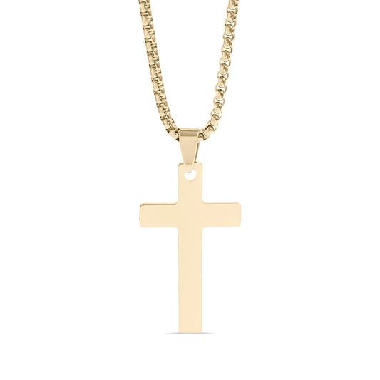 14K Gold Filled PLUS Cross Pendant With Rounded Box Chain