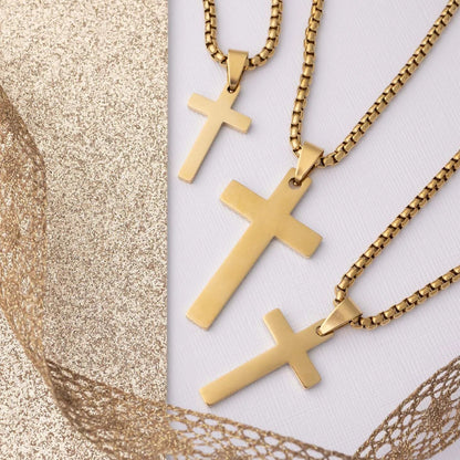 14K Gold Filled PLUS Cross Pendant With Rounded Box Chain