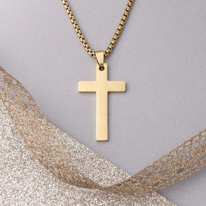 14K Gold Filled PLUS Cross Pendant With Rounded Box Chain