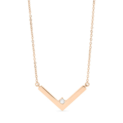 18K PVD Stainless Steel CZ V-Shaped Blank Pendant Necklace