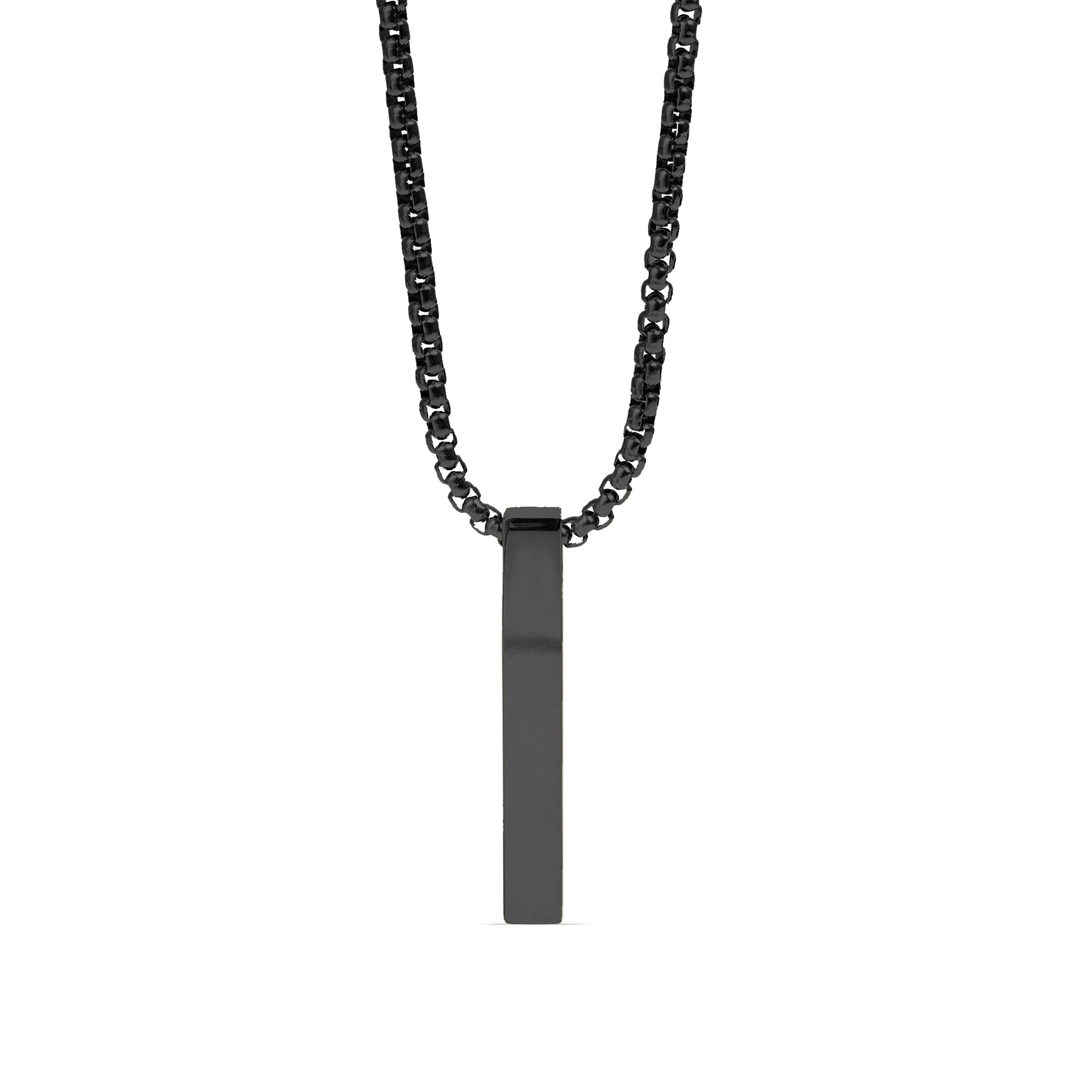 18K Gold PVD Stainless Steel Box Chain 4 Sided Vertical Blank Bar Necklace