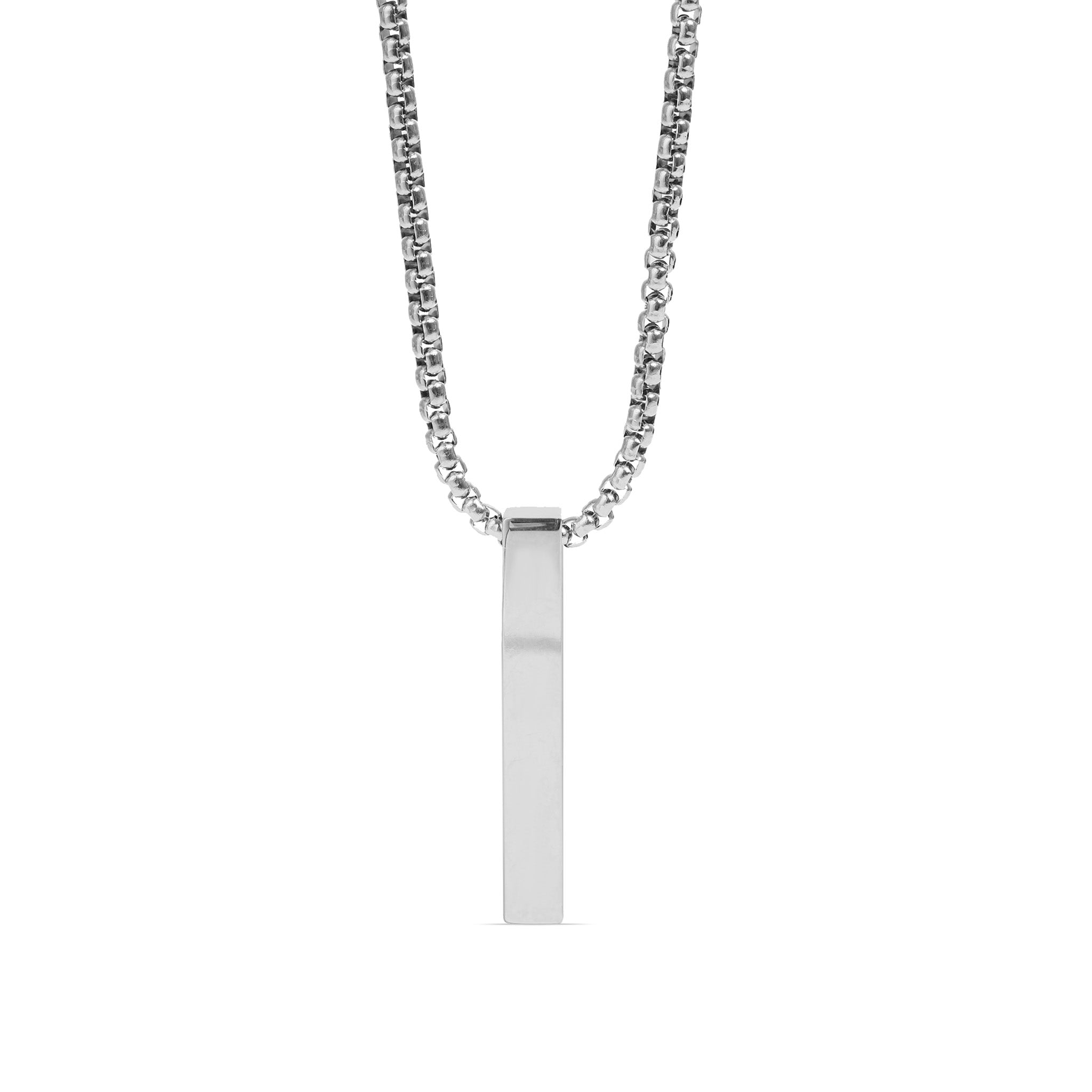 18K Gold PVD Stainless Steel Box Chain 4 Sided Vertical Blank Bar Necklace