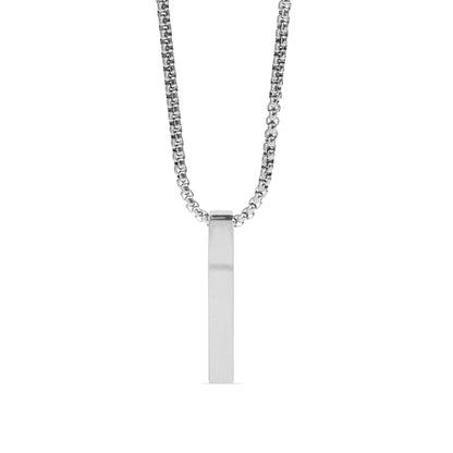 18K Gold PVD Stainless Steel Box Chain 4 Sided Vertical Blank Bar Necklace