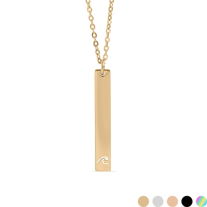 18K PVD Coated Wave Cutout Vertical Stainless Steel Bar Necklace