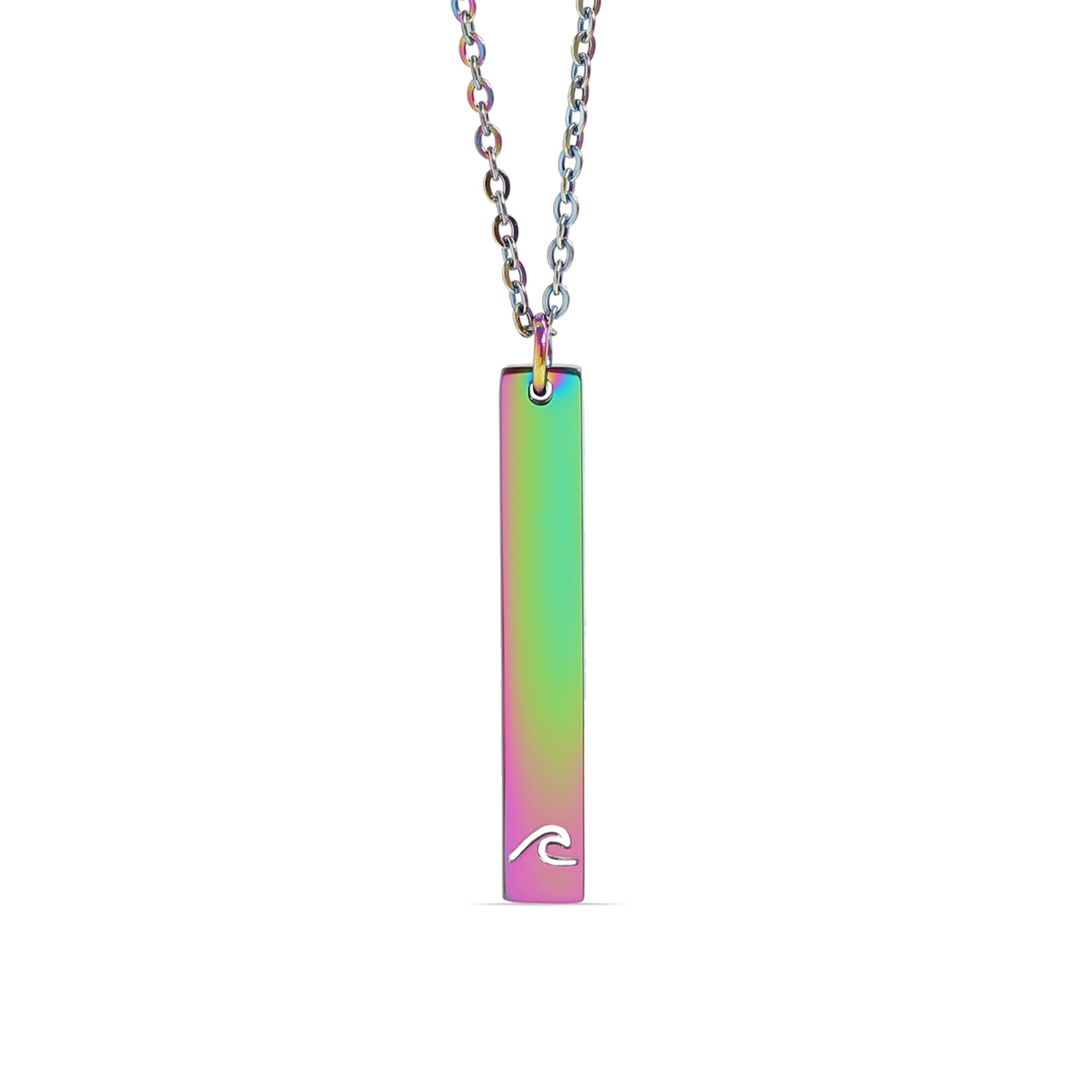 18K PVD Coated Wave Cutout Vertical Stainless Steel Bar Necklace