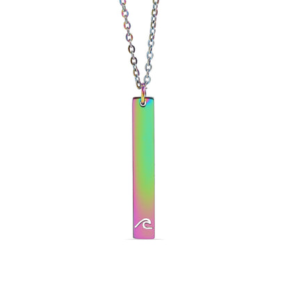 18K PVD Coated Wave Cutout Vertical Stainless Steel Bar Necklace