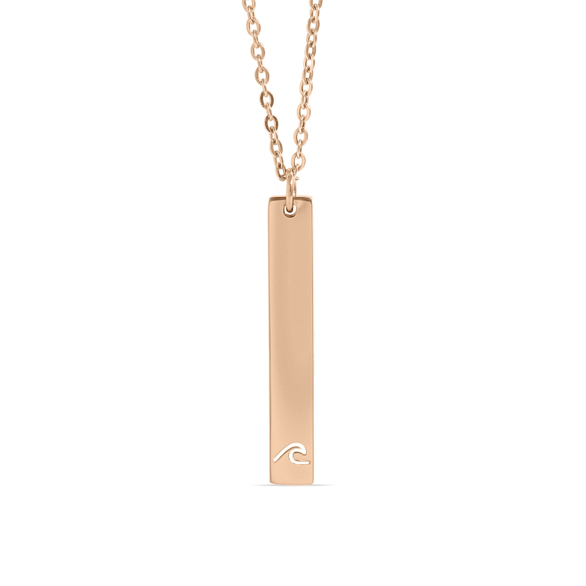 18K PVD Coated Wave Cutout Vertical Stainless Steel Bar Necklace
