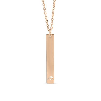 18K PVD Coated Wave Cutout Vertical Stainless Steel Bar Necklace