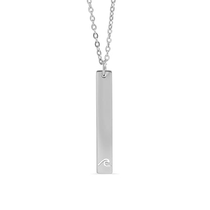 18K PVD Coated Wave Cutout Vertical Stainless Steel Bar Necklace