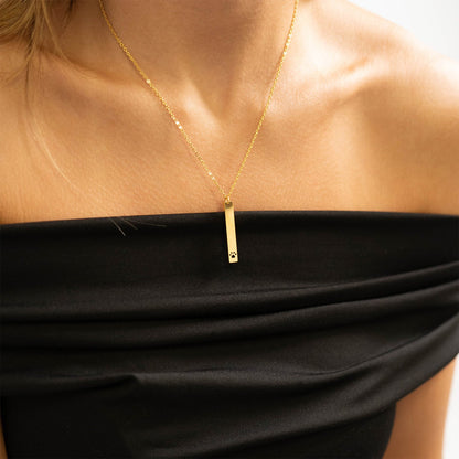18K Gold PVD Stainless Steel Paw Print Cutout Vertical Blank Bar Necklace