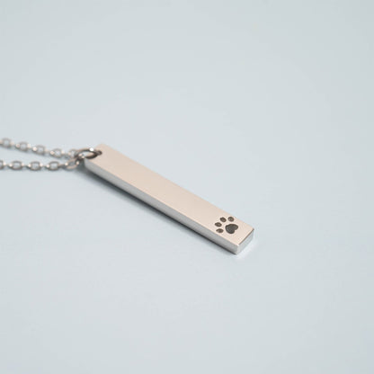 18K Gold PVD Stainless Steel Paw Print Cutout Vertical Blank Bar Necklace