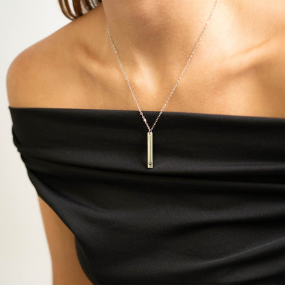 18K Gold PVD Stainless Steel Paw Print Cutout Vertical Blank Bar Necklace