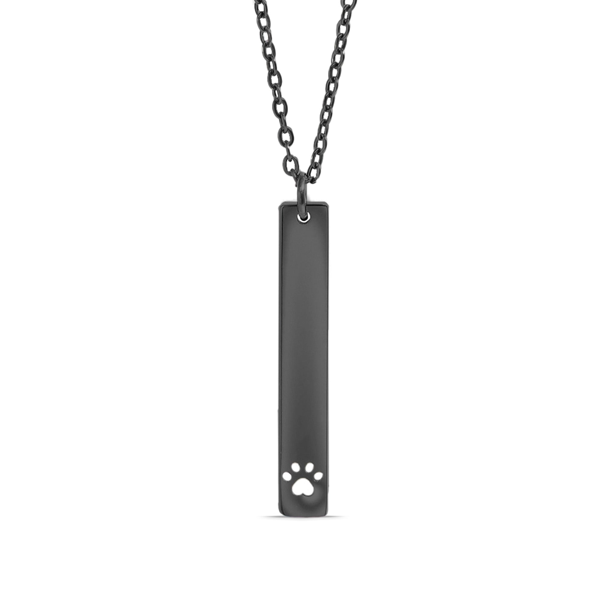 18K Gold PVD Stainless Steel Paw Print Cutout Vertical Blank Bar Necklace