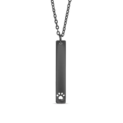 18K Gold PVD Stainless Steel Paw Print Cutout Vertical Blank Bar Necklace