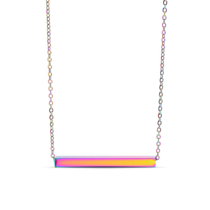 18K Gold PVD Stainless Steel Square 4 Sided Horizontal Blank Bar Necklace